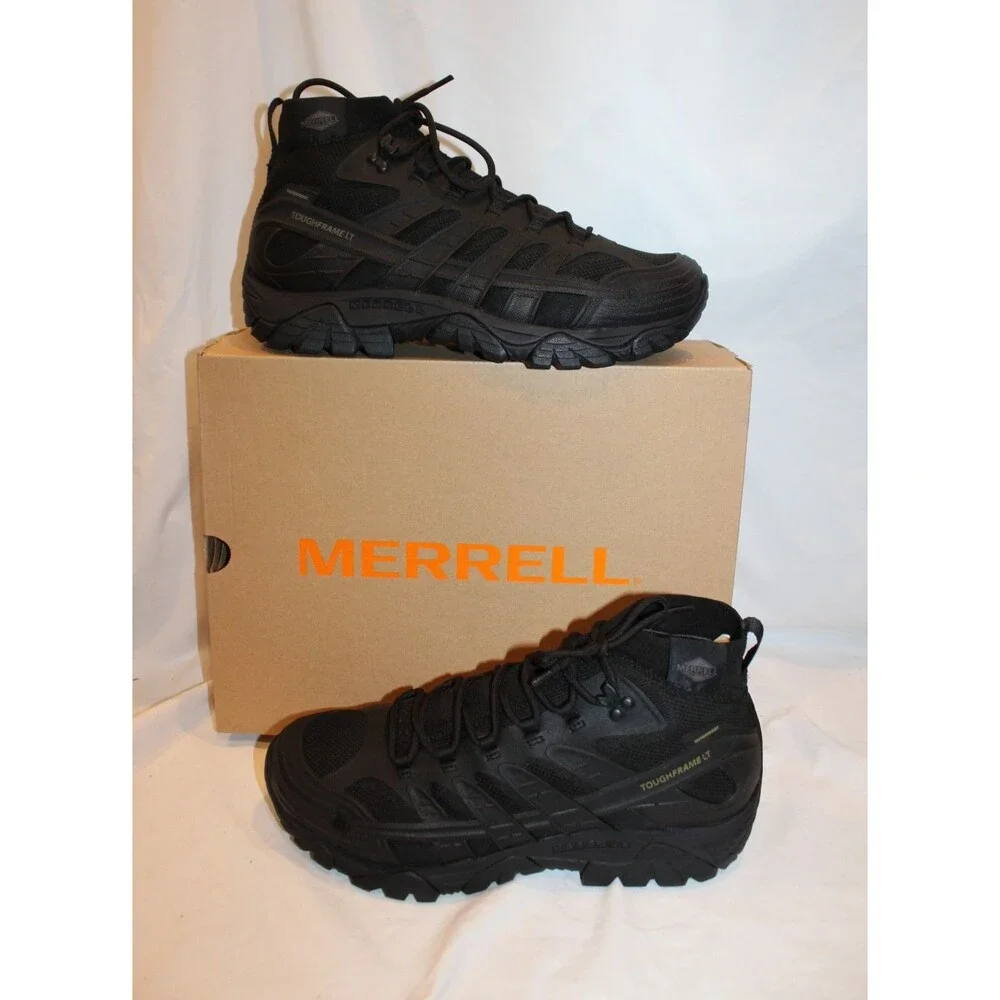 Merrell Men's Moab Velocity Mid Waterproof Tactical Boots NIB BLACK SZ 11.5